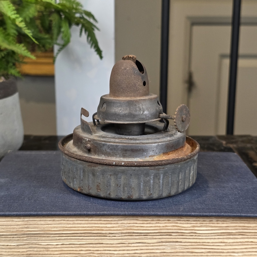 Vintage Kerosene Oil Lamp Burner | "Fiesta Globe" Metal Wick Winder